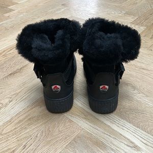 PAJAR Women’s Avi Shearling Trim, Suede & Leather Ankle Boots, black